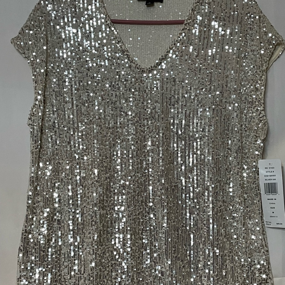 MSK Silver Sequin Blouse